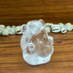 Crystal Gemstone Baby Lord Ganesh Handcarved Carving Statue On Gemstone